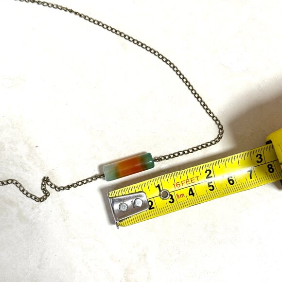 2/$20, Multicolor Dyed Agate Necklace, Gemstone Bar Pendant & Bronze Chain - Picture 8 of 11